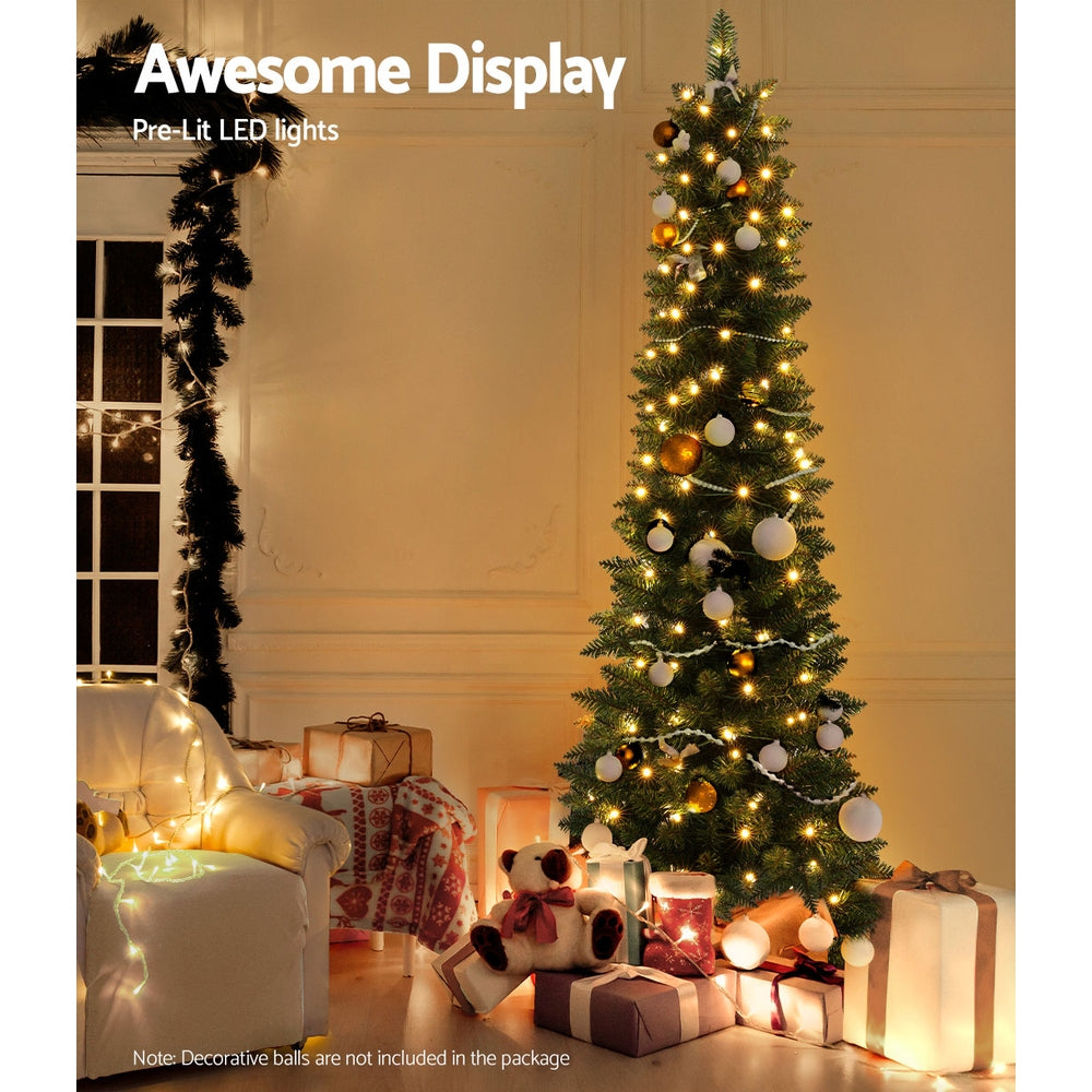 Jingle Jollys Christmas Tree 1.8m Pre-Lit 200 LED Lights Xmas Tree Decorations - ShopFrenzy