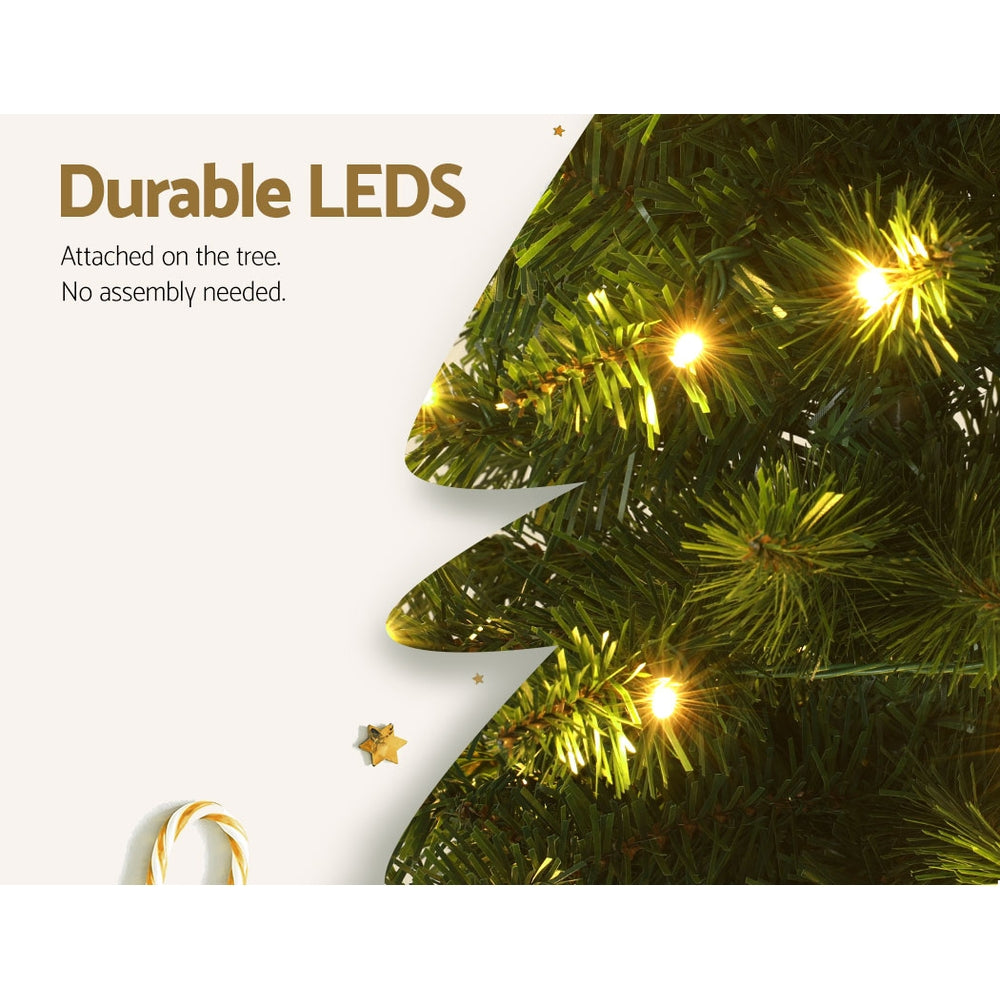 Jingle Jollys Christmas Tree 1.8m Pre-Lit 200 LED Lights Xmas Tree Decorations - ShopFrenzy