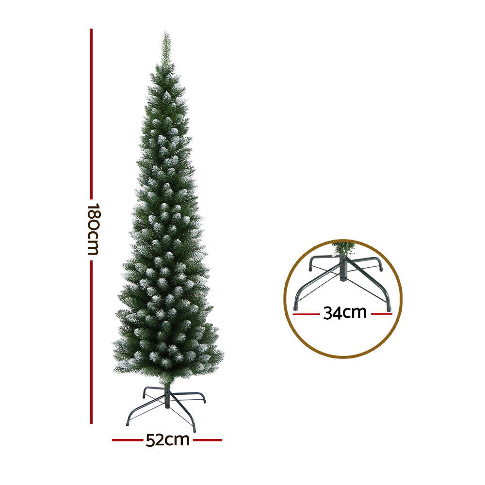 Jingle Jollys Christmas Tree 1.8m Xmas Tree Decorations Snowy 300 Tips - ShopFrenzy
