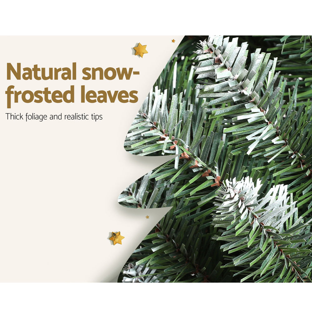 Jingle Jollys Christmas Tree 1.8m Xmas Tree Decorations Snowy 300 Tips - ShopFrenzy