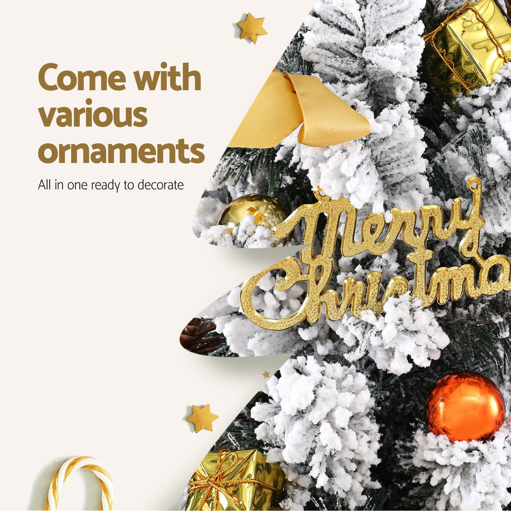 Jingle Jollys Tabletop Christmas Tree 60CM Snowy Xmas Tree Tree Topper Ornaments - ShopFrenzy