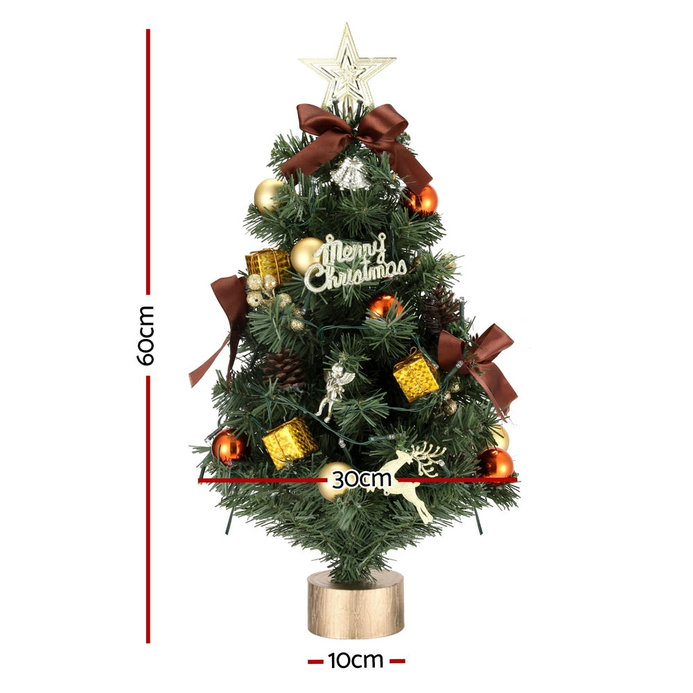 Jingle Jollys Tabletop Christmas Tree 60CM LED Xmas Tree Tree Topper Ornaments - ShopFrenzy