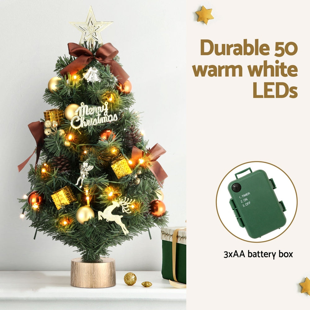 Jingle Jollys Tabletop Christmas Tree 60CM LED Xmas Tree Tree Topper Ornaments - ShopFrenzy