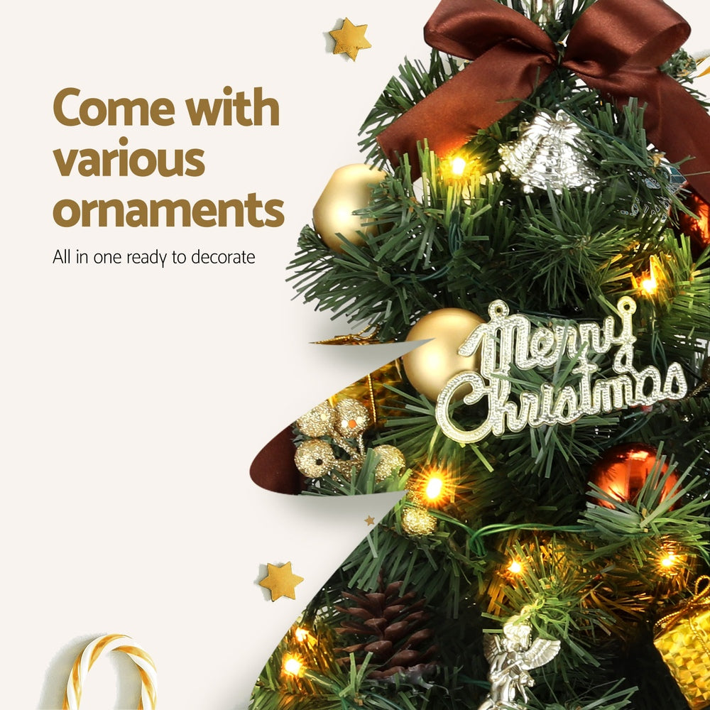 Jingle Jollys Tabletop Christmas Tree 60CM LED Xmas Tree Tree Topper Ornaments - ShopFrenzy