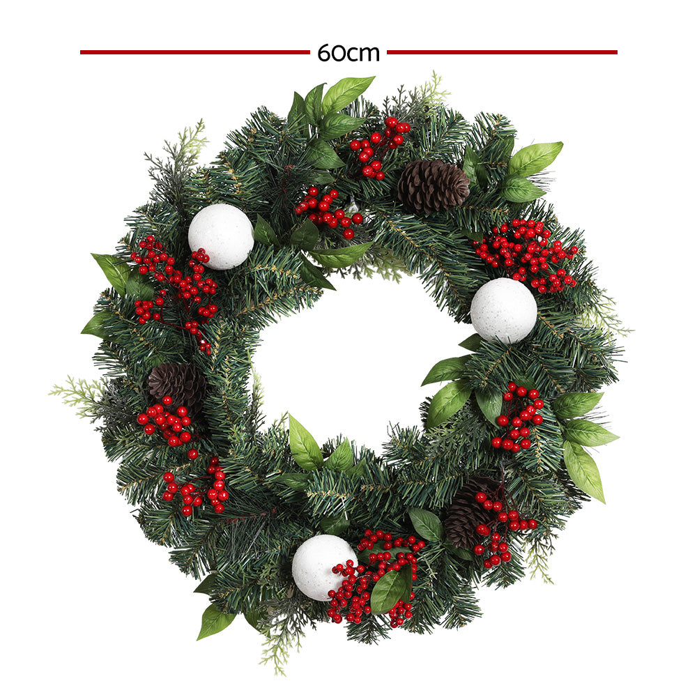 Jingle Jollys 2FT 60CM Christmas Wreath with Decor Xmas Tree Decoration - ShopFrenzy