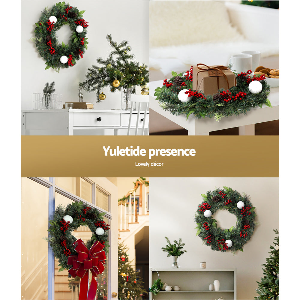 Jingle Jollys 2FT 60CM Christmas Wreath with Decor Xmas Tree Decoration - ShopFrenzy