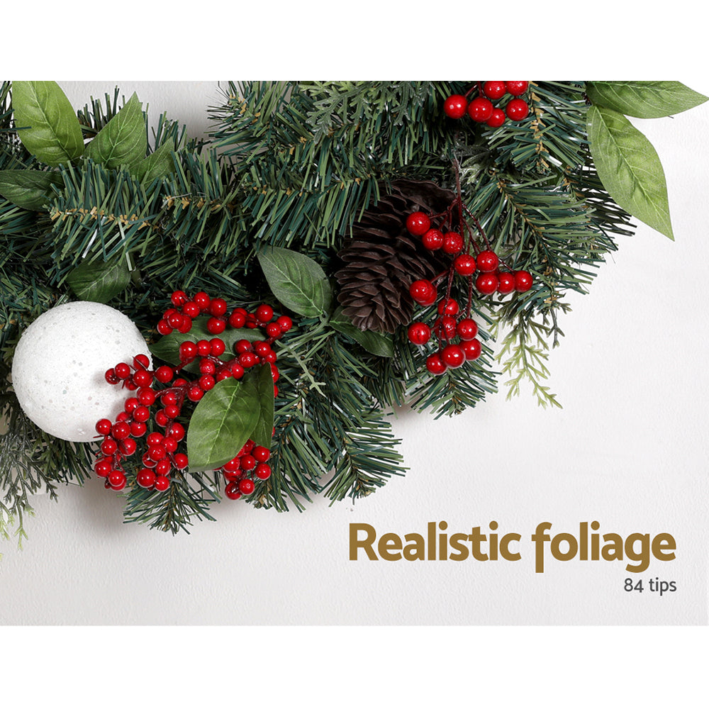 Jingle Jollys 2FT 60CM Christmas Wreath with Decor Xmas Tree Decoration - ShopFrenzy
