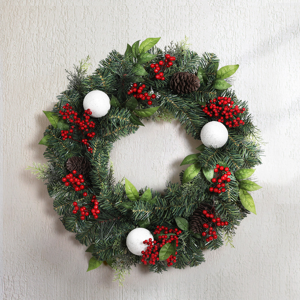 Jingle Jollys 2FT 60CM Christmas Wreath with Decor Xmas Tree Decoration - ShopFrenzy