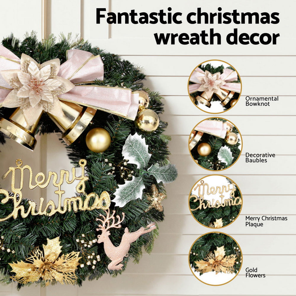 Jingle Jollys Christmas Wreath 60CM Garland Flowers Baubles Party Decorations - ShopFrenzy