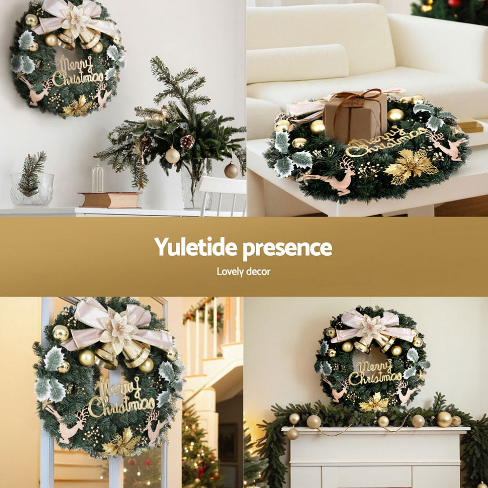 Jingle Jollys Christmas Wreath 60CM Garland Flowers Baubles Party Decorations - ShopFrenzy
