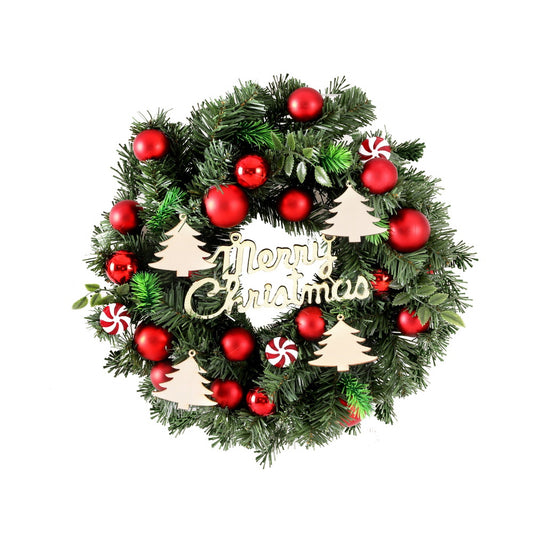 Jingle Jollys Christmas Wreath 40CM Xmas Garland Baubles Ornaments Party Decor - ShopFrenzy