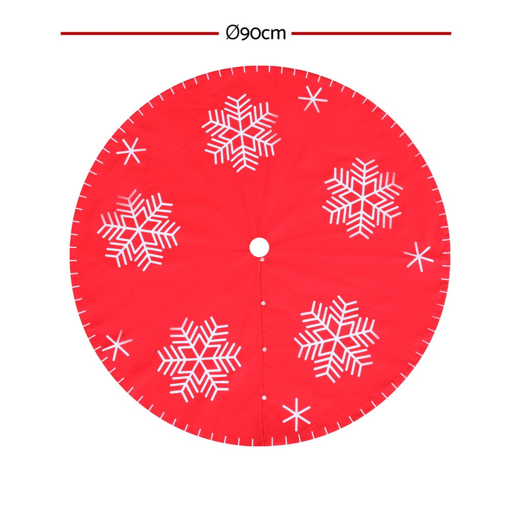 Jingle Jollys Christmas Tree Skirt 90cm Snowflake Ornaments Party Decorations - ShopFrenzy