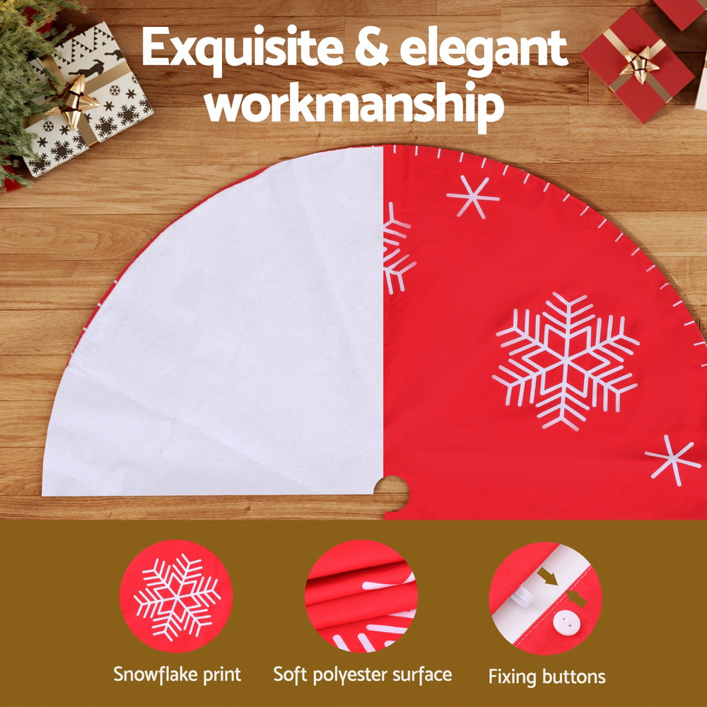 Jingle Jollys Christmas Tree Skirt 90cm Snowflake Ornaments Party Decorations - ShopFrenzy