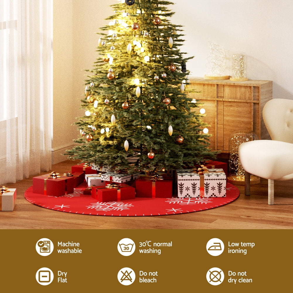 Jingle Jollys Christmas Tree Skirt 90cm Snowflake Ornaments Party Decorations - ShopFrenzy