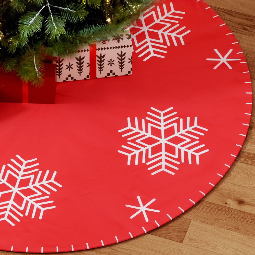 Jingle Jollys Christmas Tree Skirt 90cm Snowflake Ornaments Party Decorations - ShopFrenzy