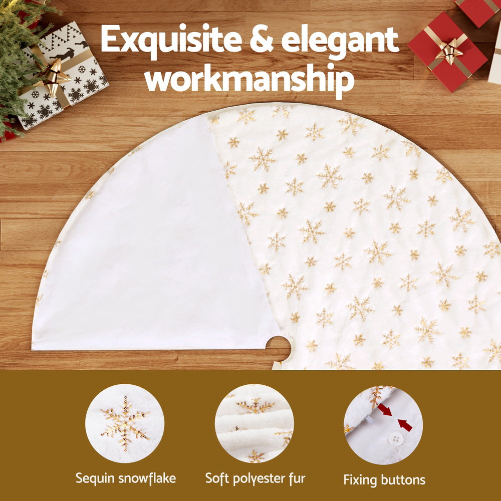 Jingle Jollys Christmas Tree Skirt 120cm Snowflake Ornaments Xmas Decorations - ShopFrenzy
