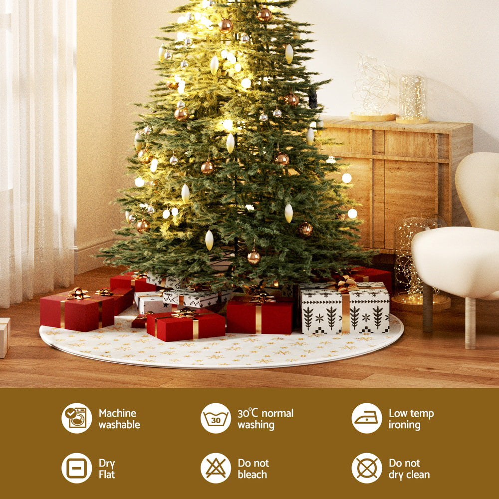 Jingle Jollys Christmas Tree Skirt 90cm Snowflake Ornaments Xmas Decorations - ShopFrenzy