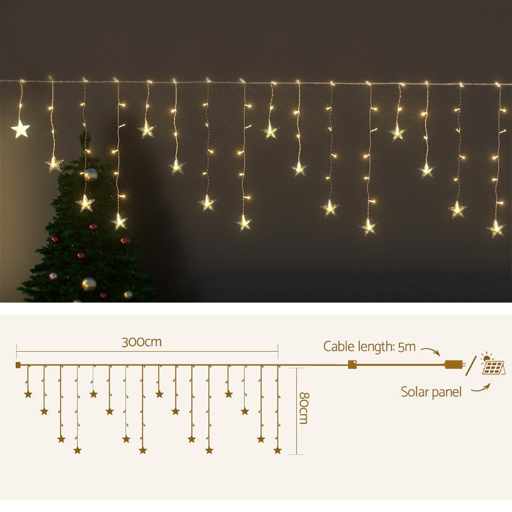 Jingle Jollys Solar Christmas Lights 80 LED 3M Icicle Light Star Decorations - ShopFrenzy
