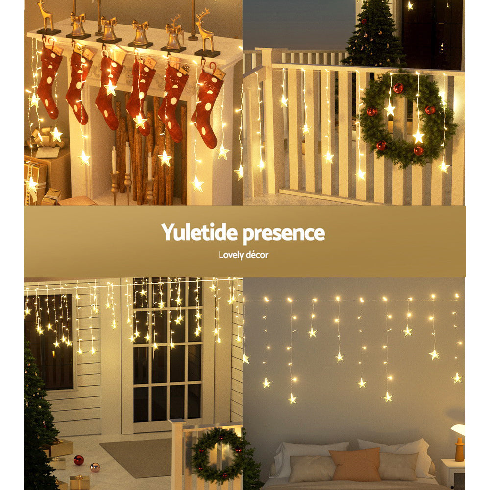 Jingle Jollys Solar Christmas Lights 80 LED 3M Icicle Light Star Decorations - ShopFrenzy