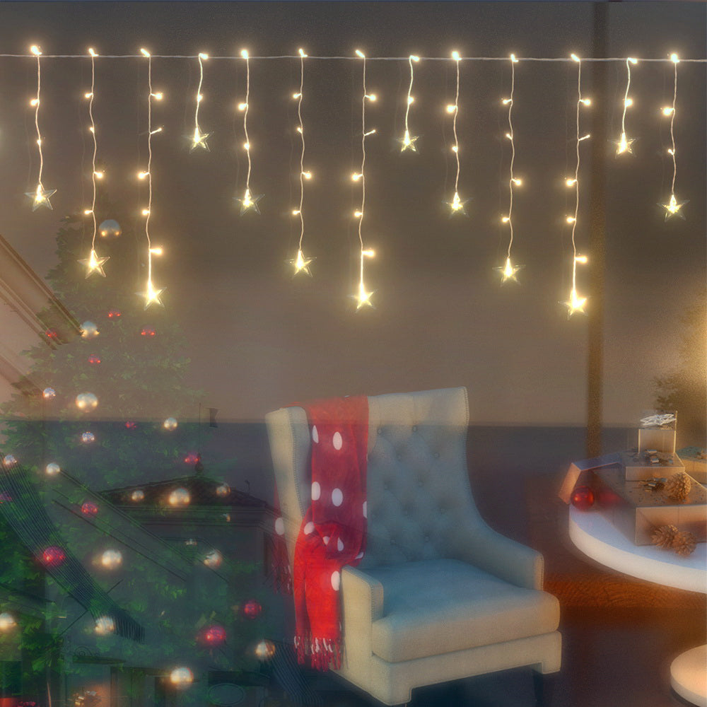Jingle Jollys Solar Christmas Lights 80 LED 3M Icicle Light Star Decorations - ShopFrenzy