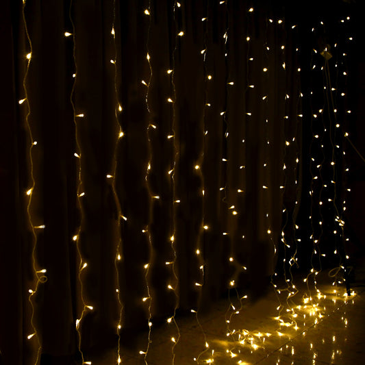 3X6M Christmas Lights Curtain Light Warm White 600 LED Jingle Jollys - ShopFrenzy