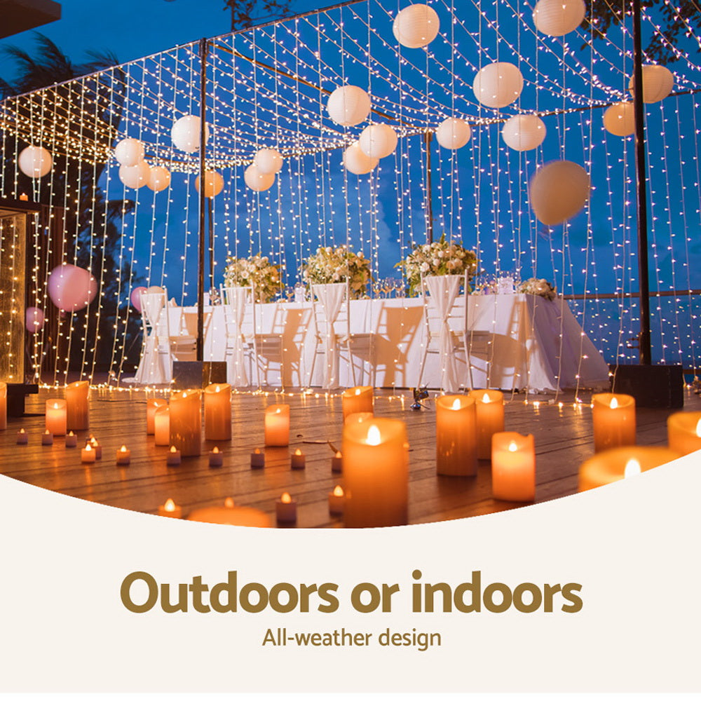 3X6M Christmas Lights Curtain Light Warm White 600 LED Jingle Jollys - ShopFrenzy