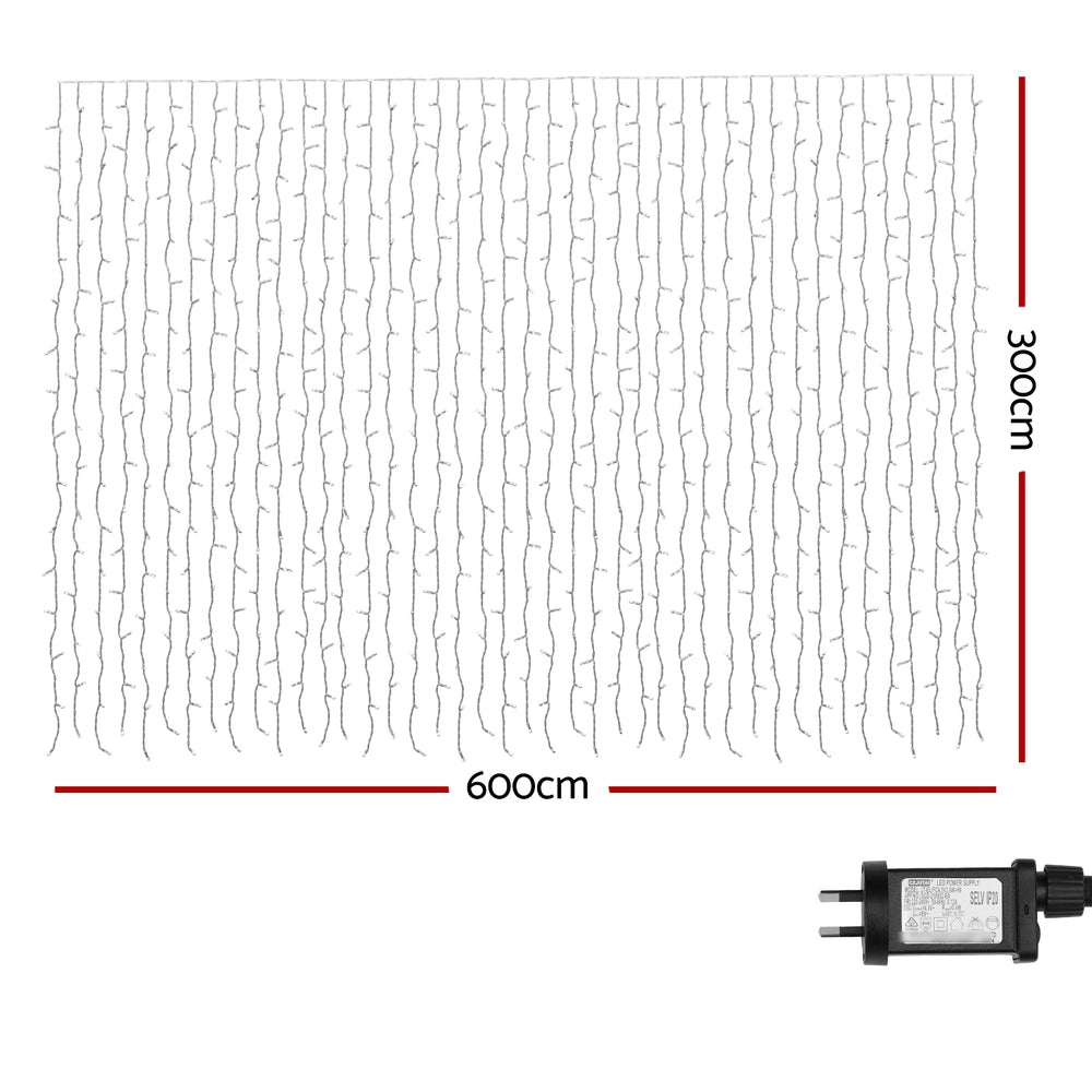 3X6M Christmas Lights Curtain Light 960 LED RGB Remote Jingle Jollys - ShopFrenzy