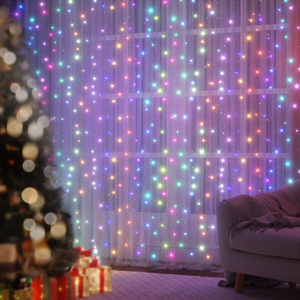 3X6M Christmas Lights Curtain Light 960 LED RGB Remote Jingle Jollys - ShopFrenzy