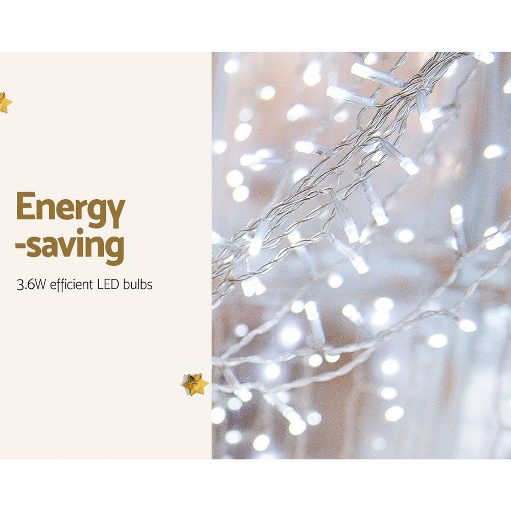 3X6M Christmas Lights Curtain Light Cool White 600 LED Jingle Jollys - ShopFrenzy