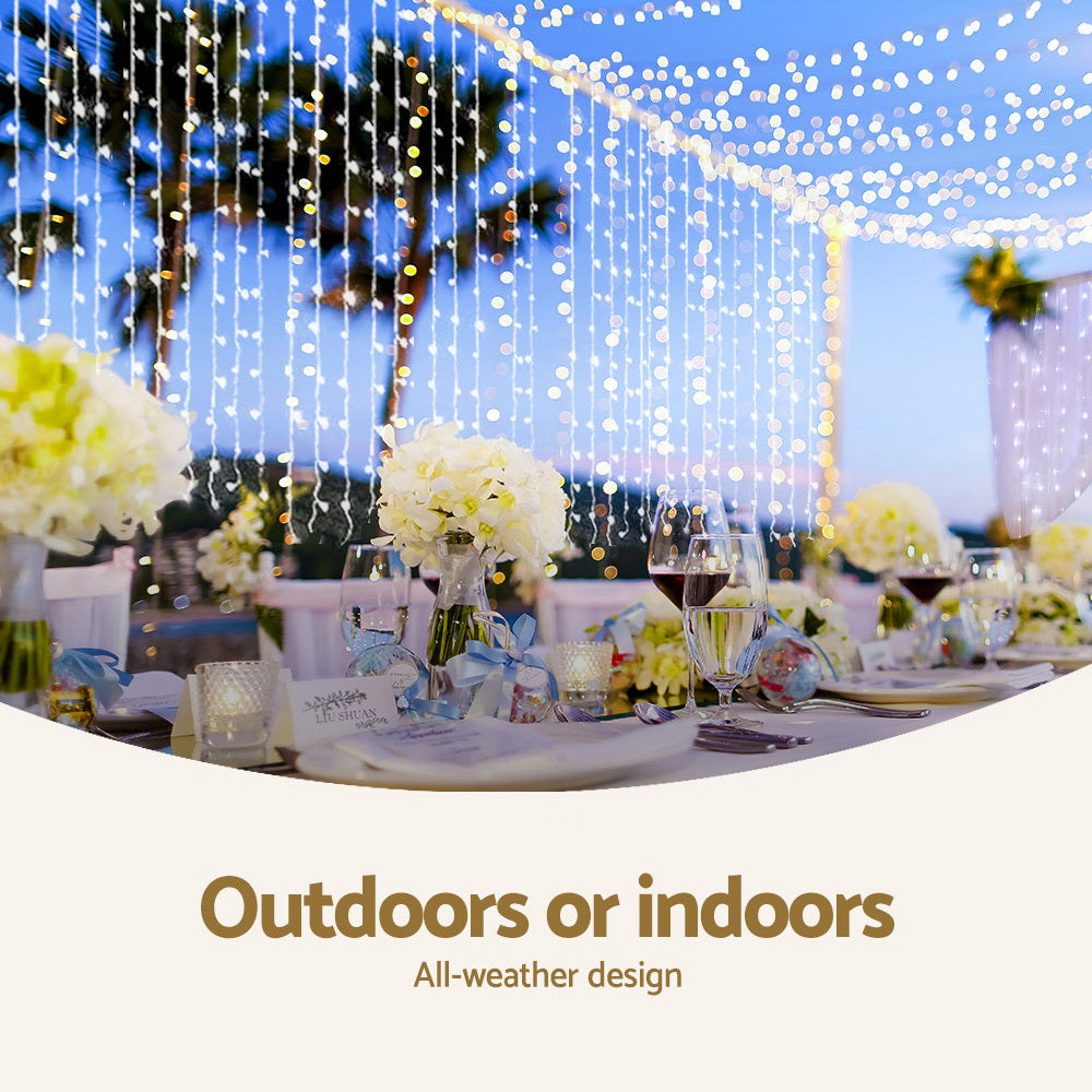 3X6M Christmas Lights Curtain Light Cool White 600 LED Jingle Jollys - ShopFrenzy