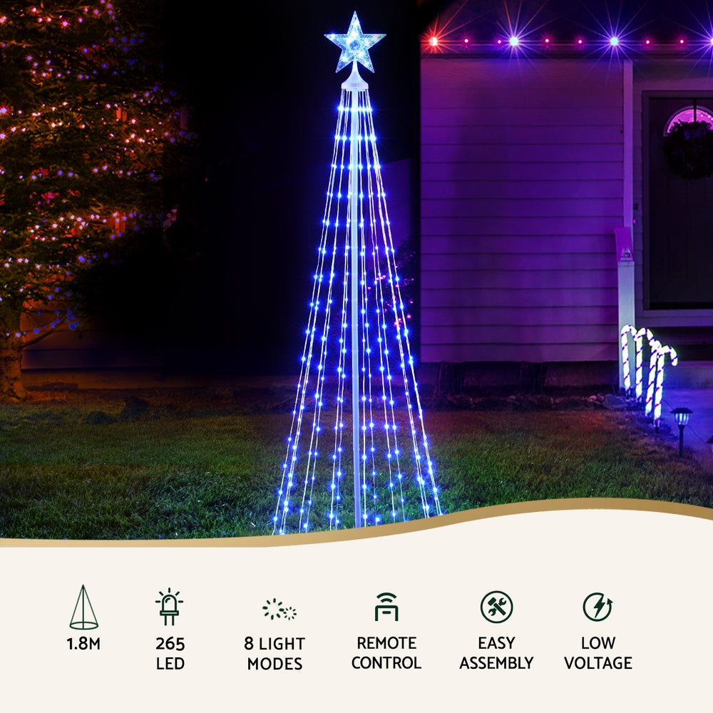 1.8M Christmas Tree 265 LED RGB Fairy Lights Jingle Jollys - ShopFrenzy