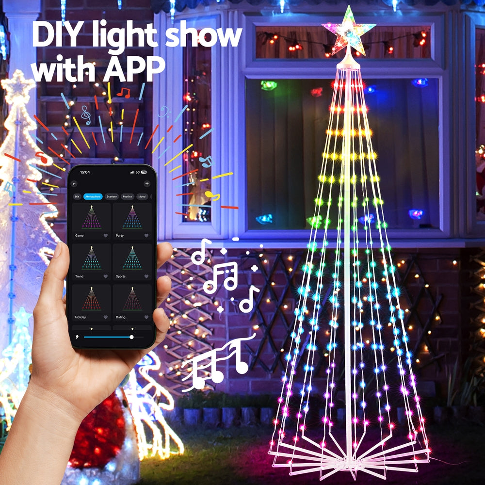 1.8M Christmas Tree 265 LED RGB Fairy Lights Jingle Jollys - ShopFrenzy