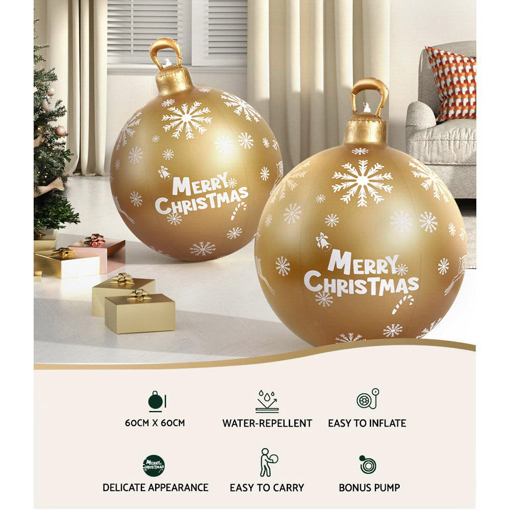Jingle Jollys Christmas Inflatable Ball Bauble 60cm Outdoor Decoration Gold - ShopFrenzy