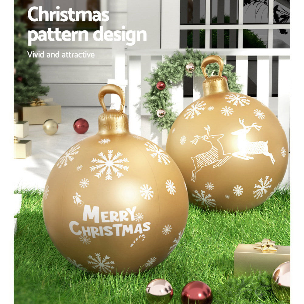 Jingle Jollys Christmas Inflatable Ball Bauble 60cm Outdoor Decoration Gold - ShopFrenzy