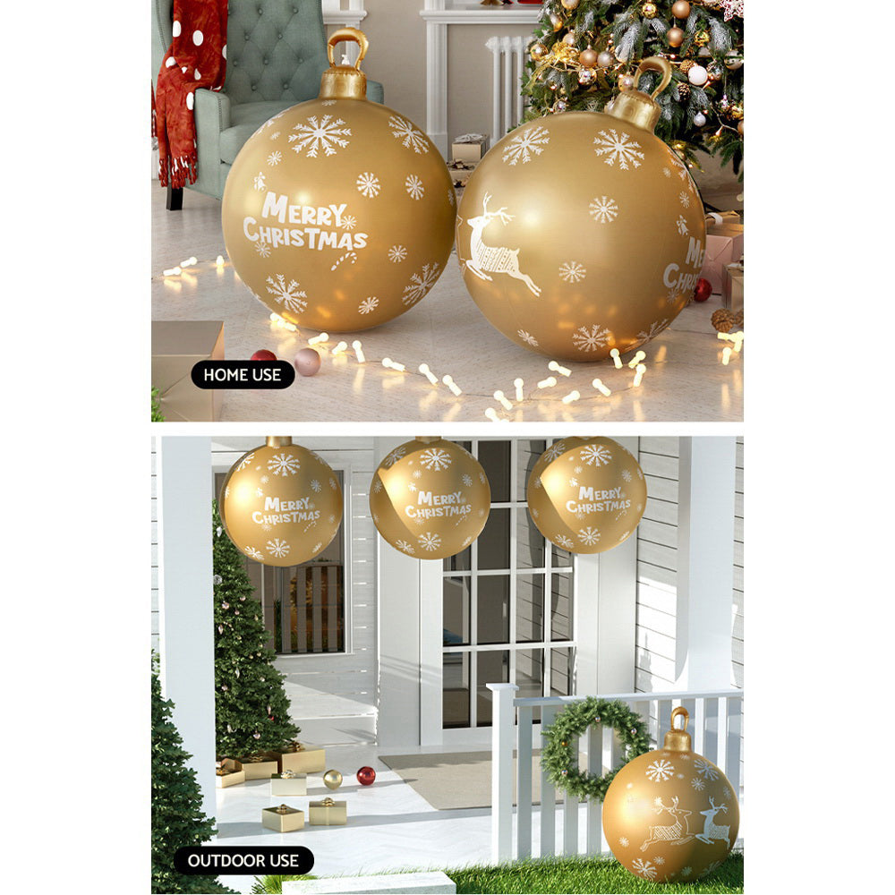 Jingle Jollys Christmas Inflatable Ball Bauble 60cm Outdoor Decoration Gold - ShopFrenzy