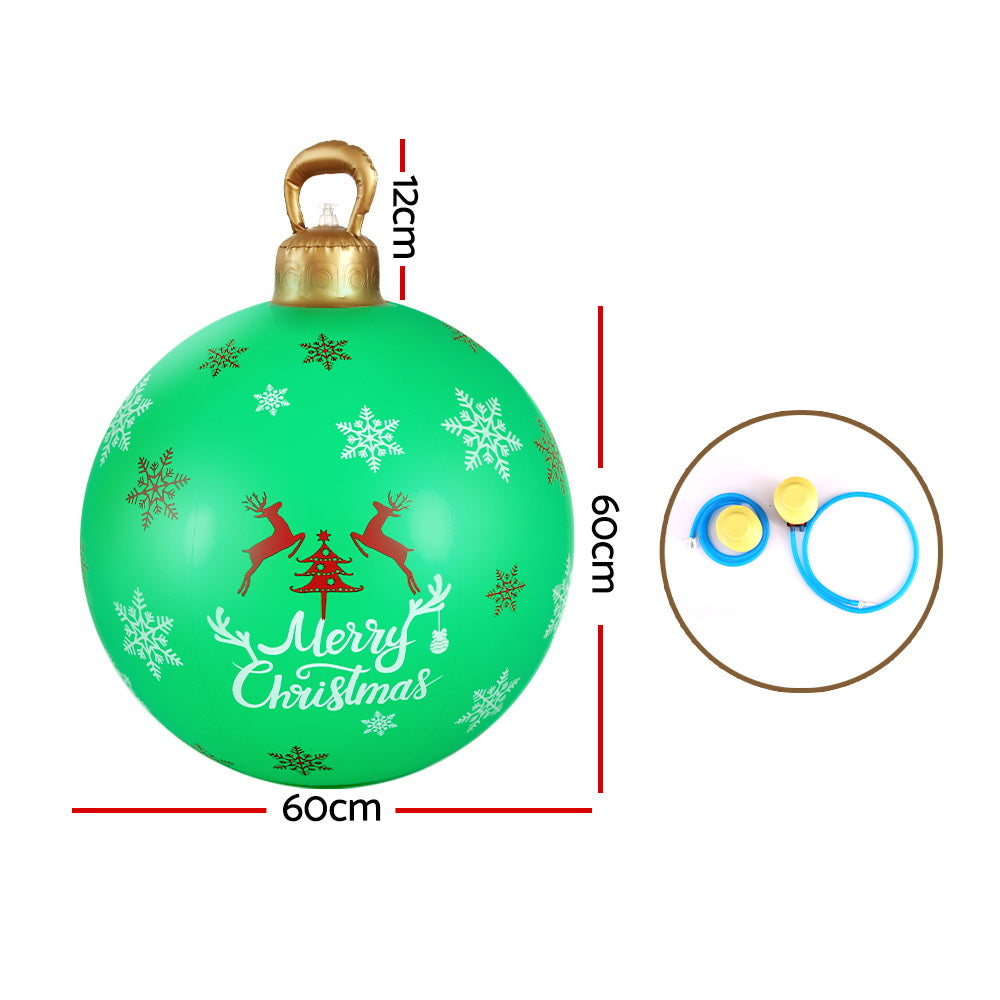 Jingle Jollys Christmas Inflatable Ball Bauble 60cm Outdoor Decoration Green - ShopFrenzy