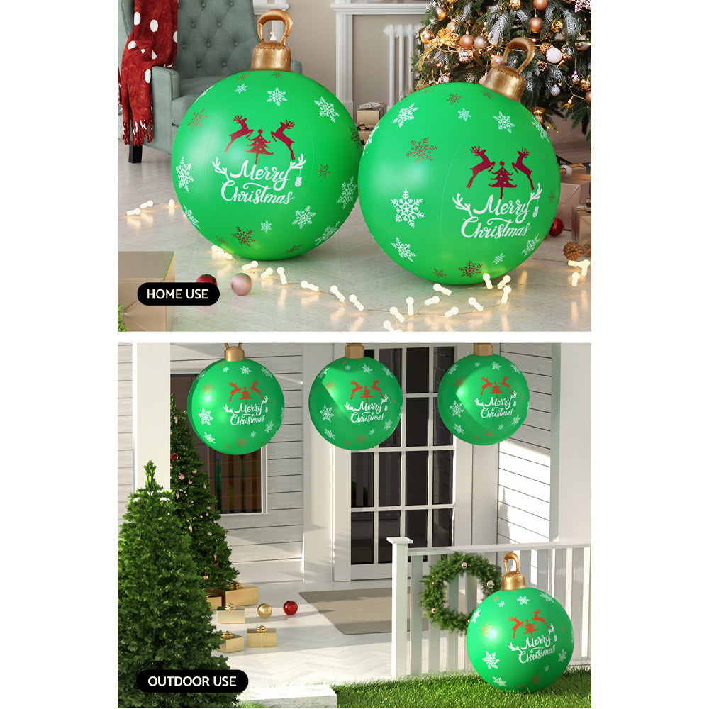 Jingle Jollys Christmas Inflatable Ball Bauble 60cm Outdoor Decoration Green - ShopFrenzy