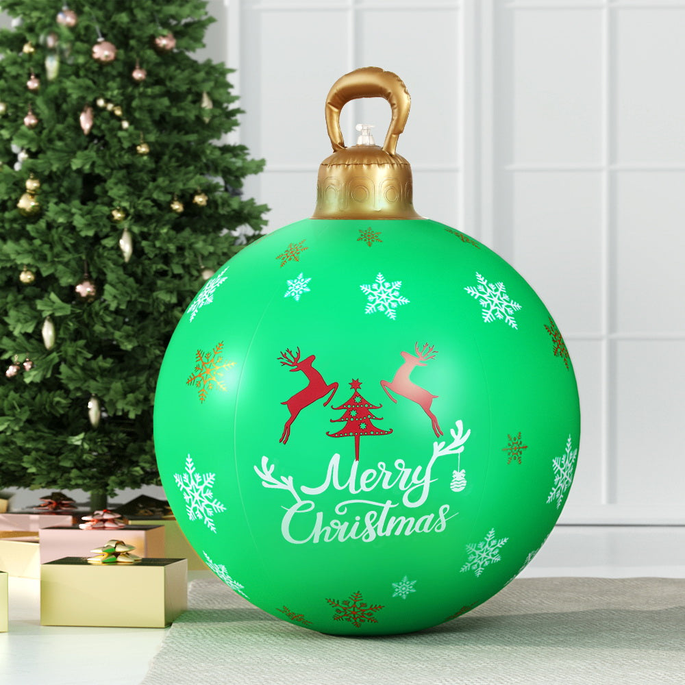 Jingle Jollys Christmas Inflatable Ball Bauble 60cm Outdoor Decoration Green - ShopFrenzy