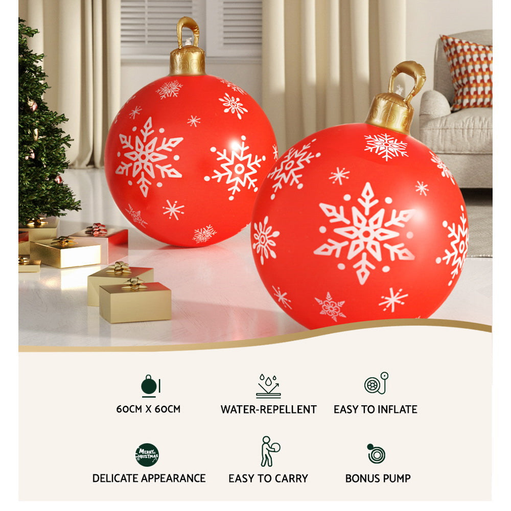 Jingle Jollys Christmas Inflatable Ball Bauble 60cm Outdoor Decoration Red - ShopFrenzy