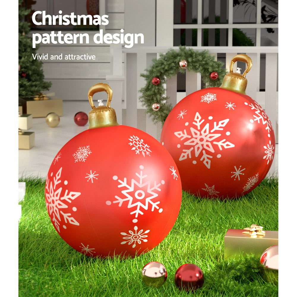 Jingle Jollys Christmas Inflatable Ball Bauble 60cm Outdoor Decoration Red - ShopFrenzy