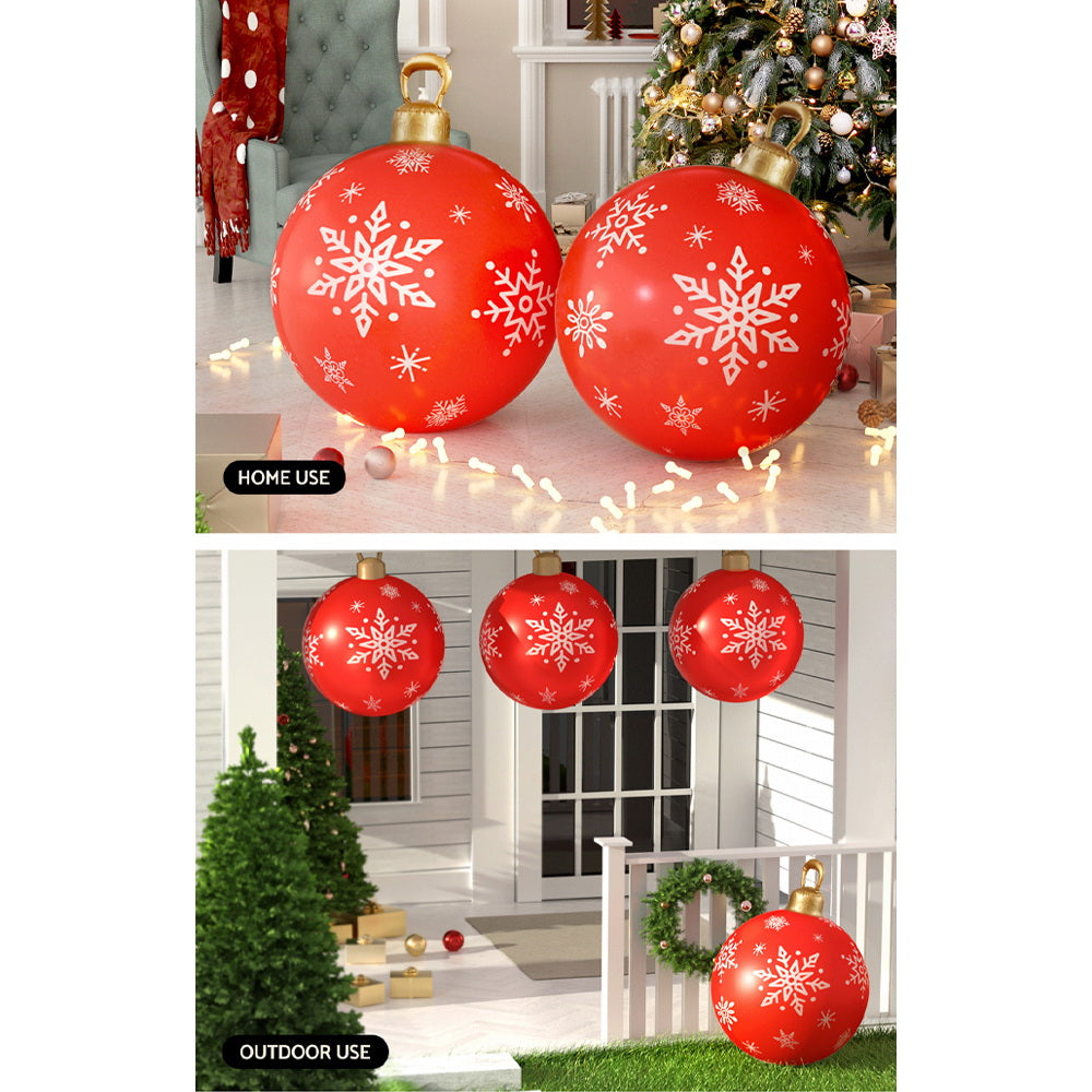 Jingle Jollys Christmas Inflatable Ball Bauble 60cm Outdoor Decoration Red - ShopFrenzy