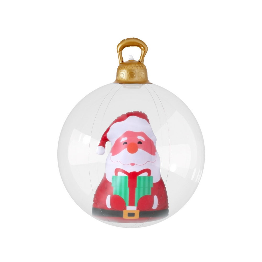 Jingle Jollys Christmas Inflatable Ball 60cm Santa Decoration Giant Bauble Clear - ShopFrenzy