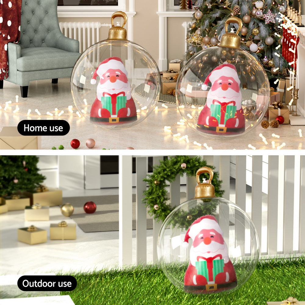 Jingle Jollys Christmas Inflatable Ball 60cm Santa Decoration Giant Bauble Clear - ShopFrenzy