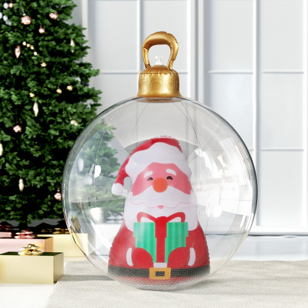 Jingle Jollys Christmas Inflatable Ball 60cm Santa Decoration Giant Bauble Clear - ShopFrenzy