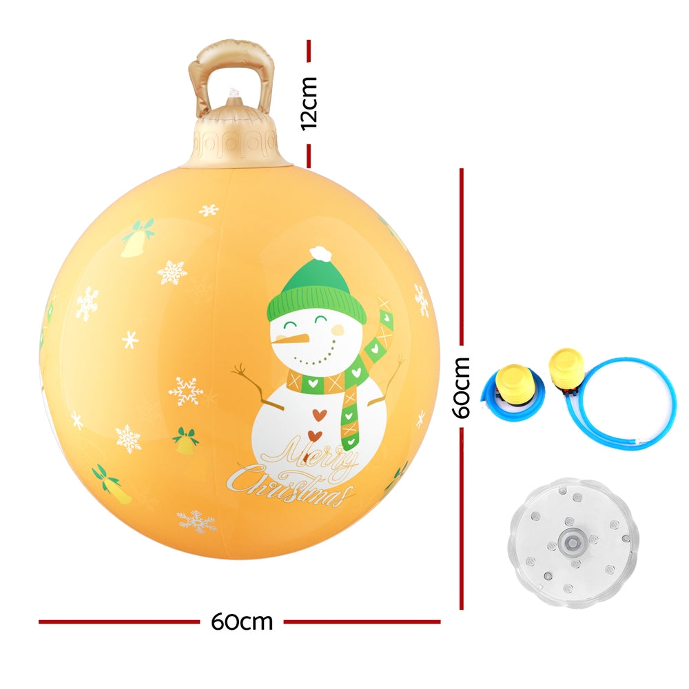Jingle Jollys Christmas Inflatable Ball 60cm Led Illuminated Snowman Xmas Decor - ShopFrenzy