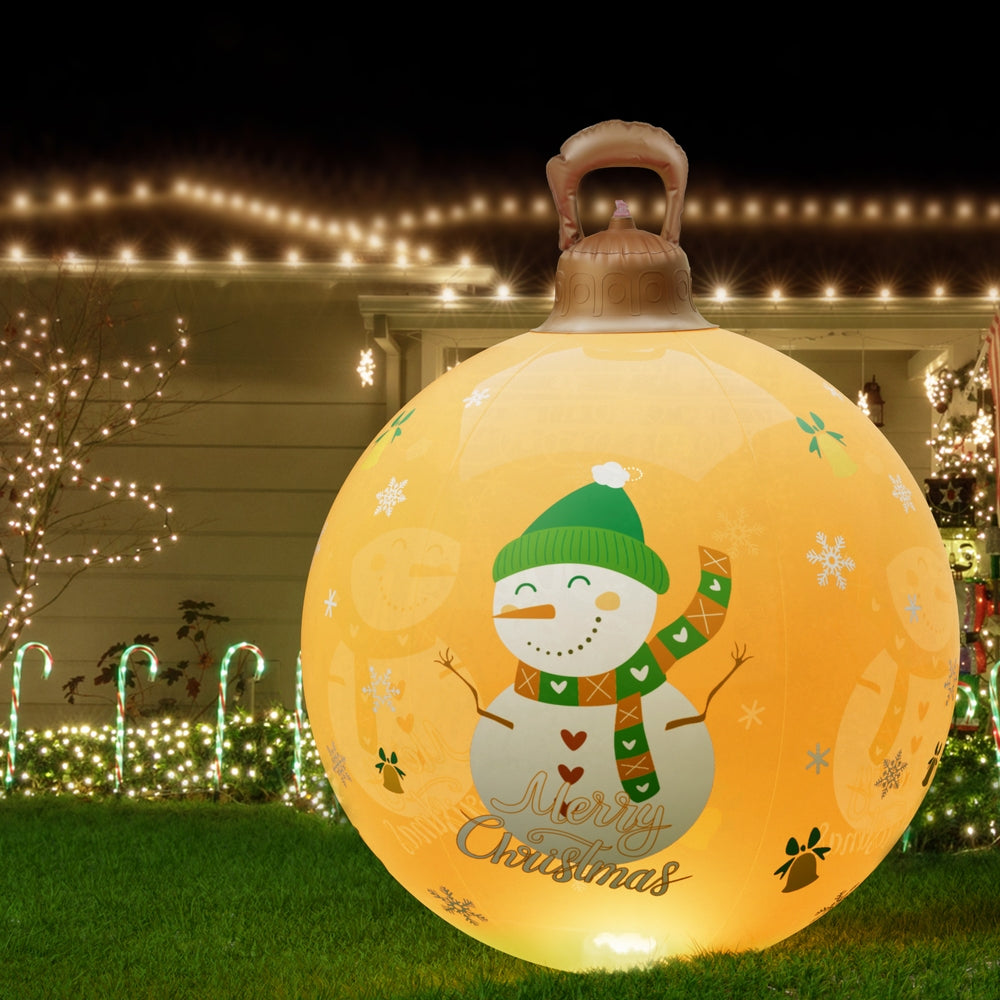 Jingle Jollys Christmas Inflatable Ball 60cm Led Illuminated Snowman Xmas Decor - ShopFrenzy