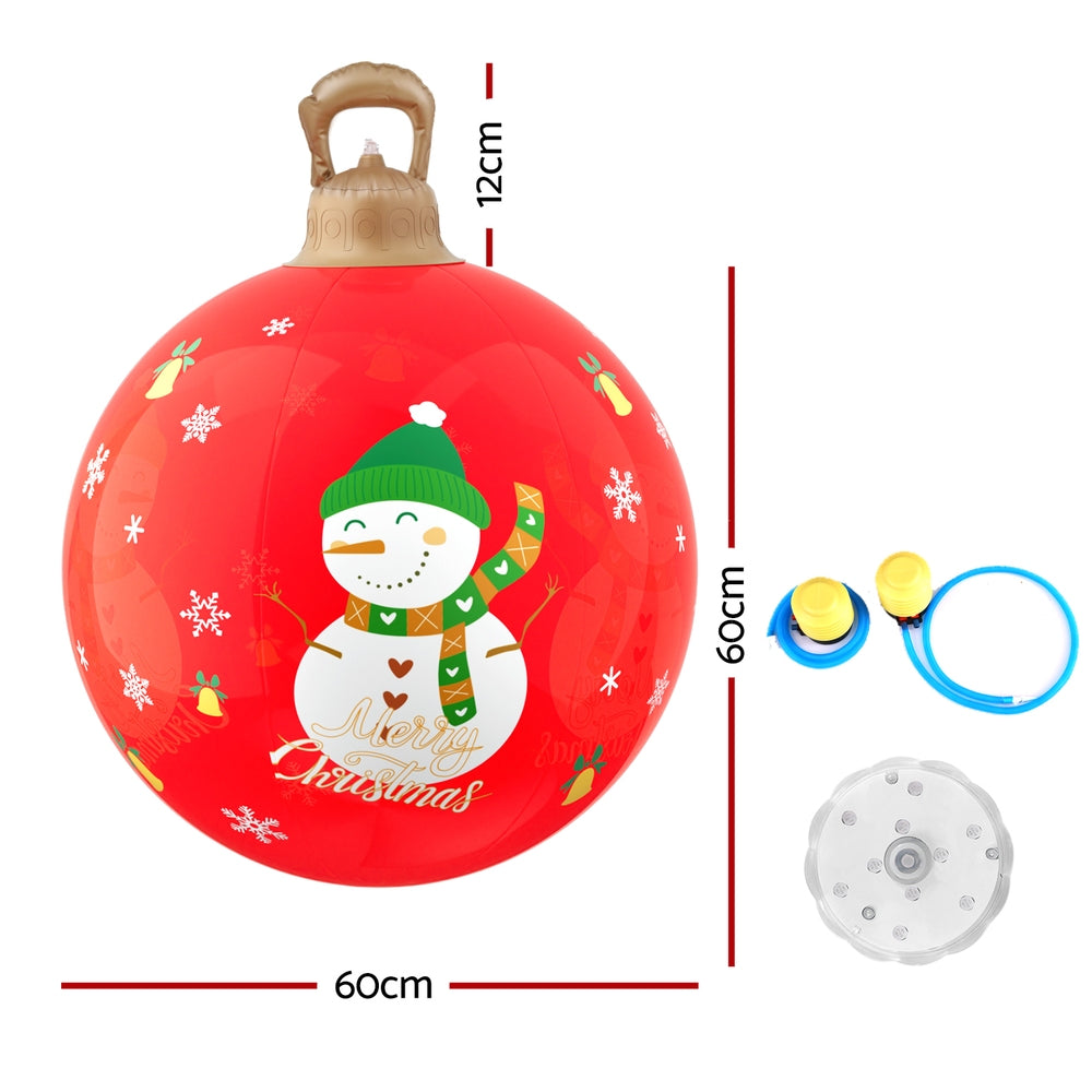 Jingle Jollys Christmas Inflatable Ball 60cm Illuminated Led Snowman Xmas Decor - ShopFrenzy