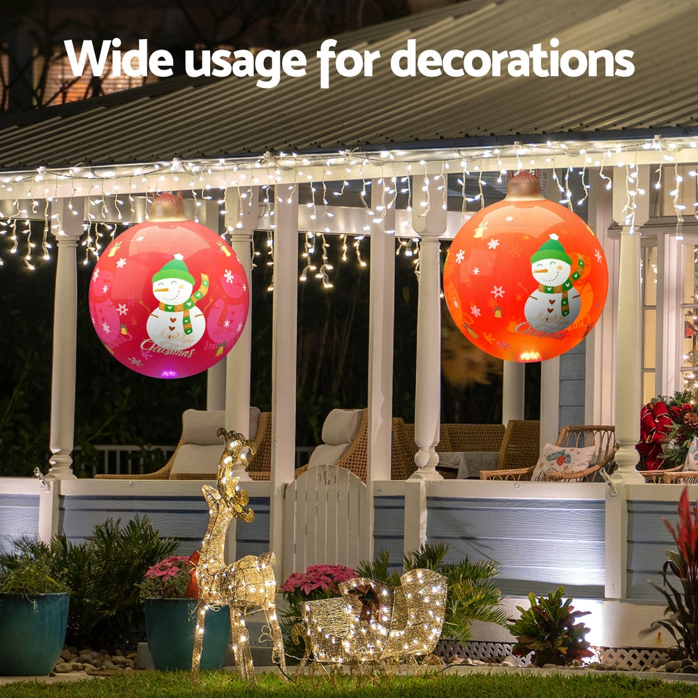 Jingle Jollys Christmas Inflatable Ball 60cm Illuminated Led Snowman Xmas Decor - ShopFrenzy