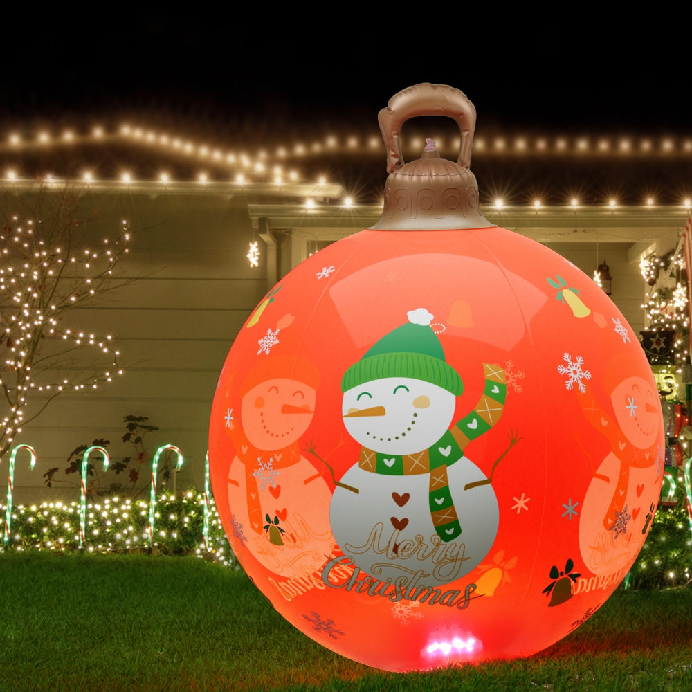 Jingle Jollys Christmas Inflatable Ball 60cm Illuminated Led Snowman Xmas Decor - ShopFrenzy