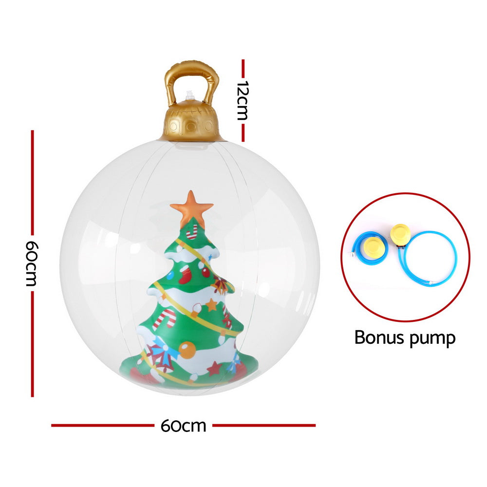Jingle Jollys Christmas Inflatable Ball 60cm Tree Decoration Giant Bauble Clear - ShopFrenzy